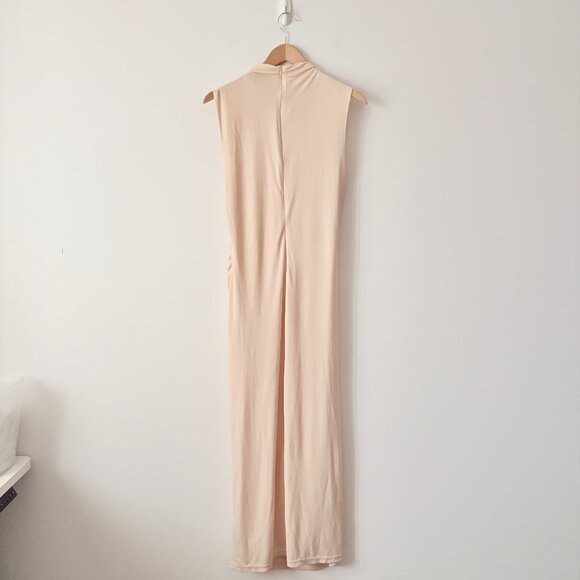 Zara Soft Draped Midi Dress Cream Size Large - Picture 7 of 10